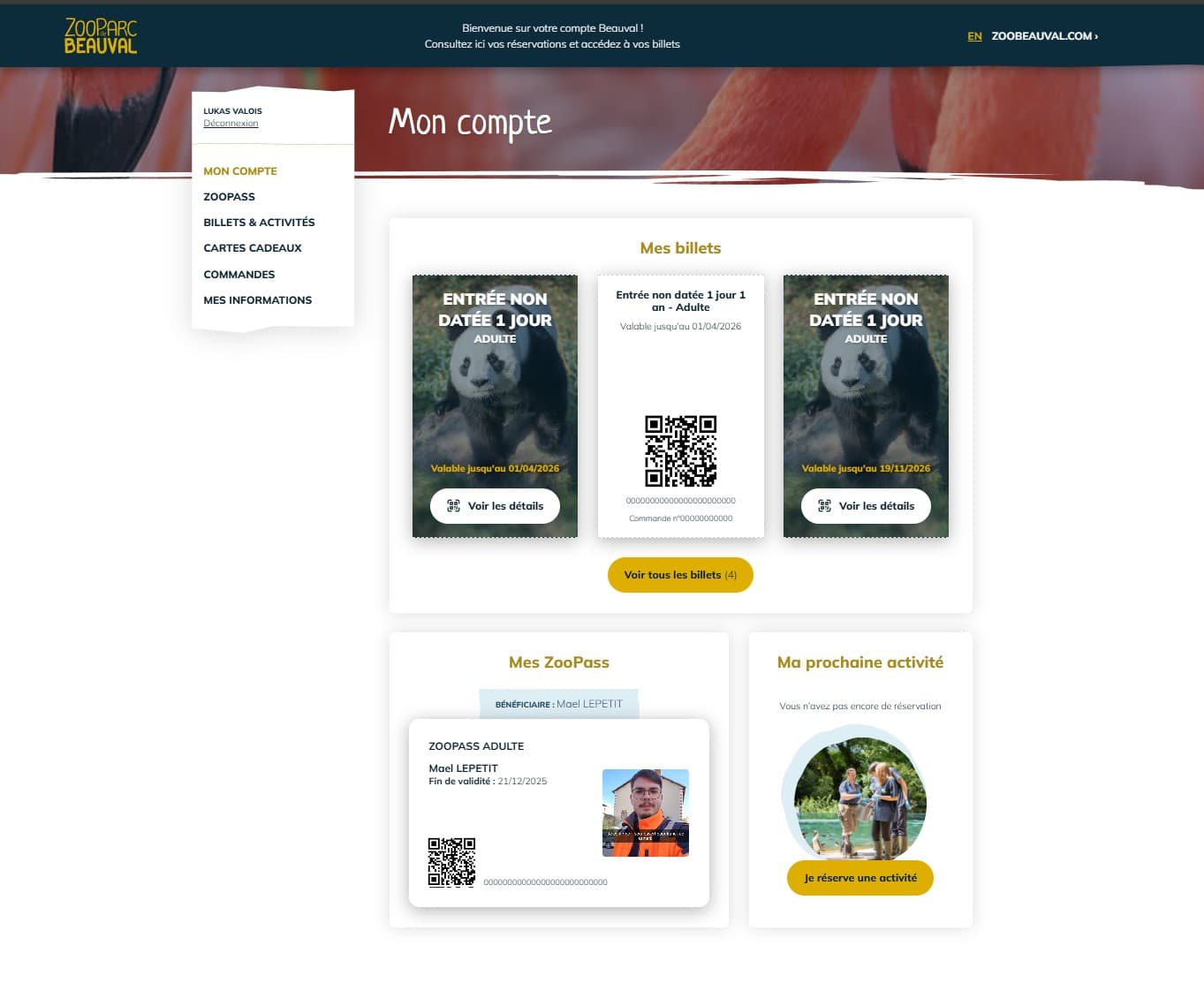 Espace Client ZooParc de Beauval